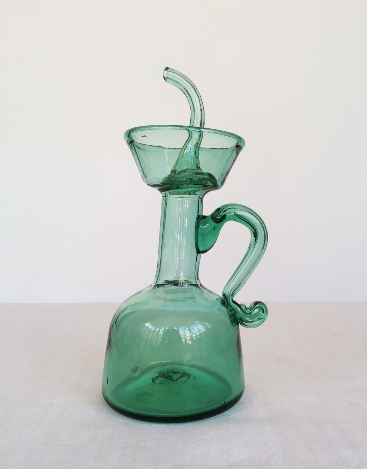 Blown Glass Oil Bottle - Green - Gordiola
