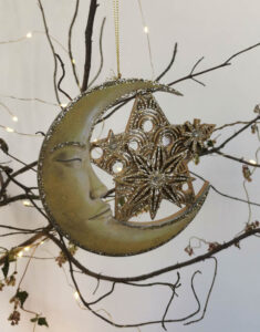 Plywood moon. Xmas decoration.